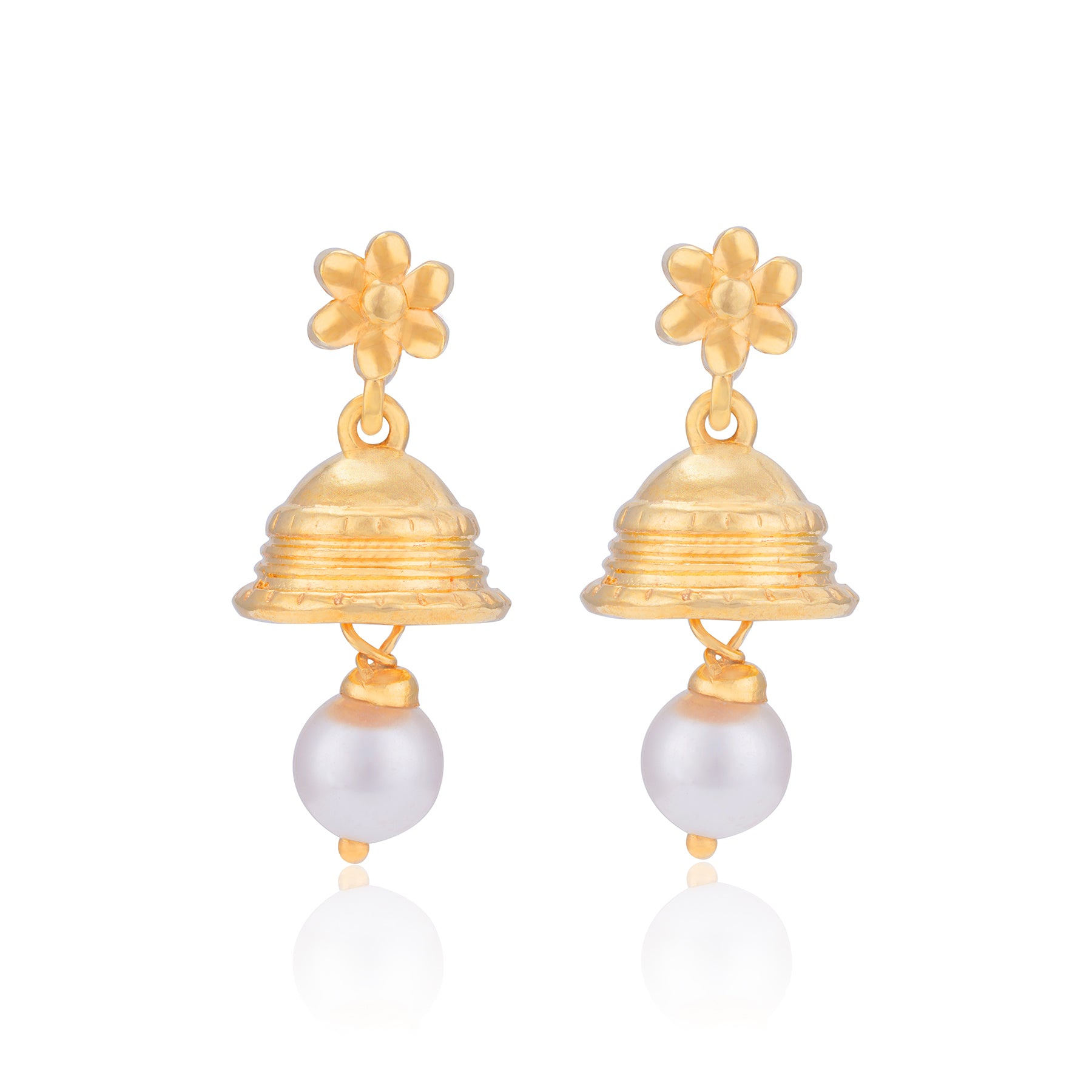 925 Sterling Silver Floral Dome Pearl Drop Earrings for Women