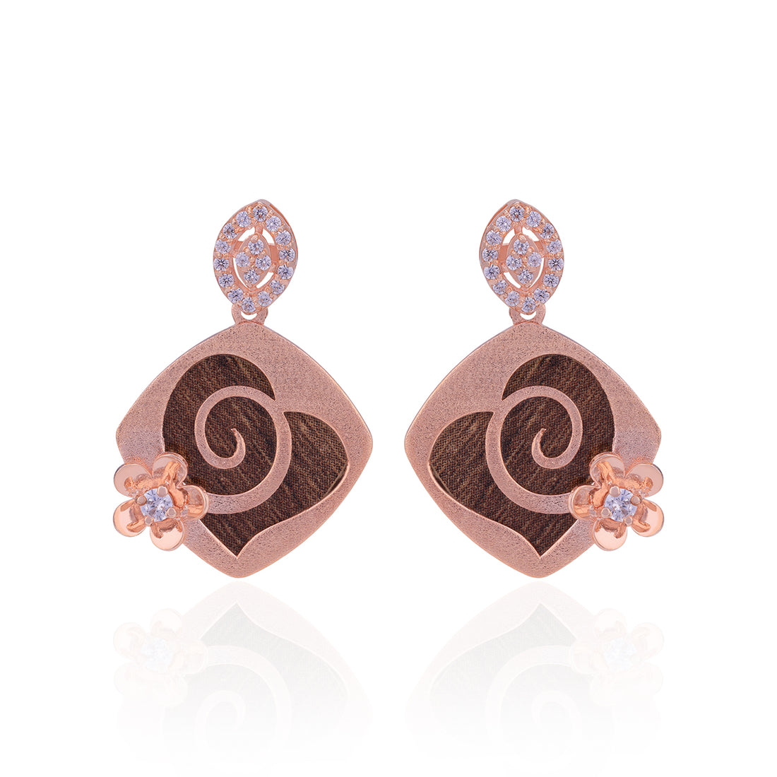 925 Sterling Silver Floral Heart Swirl Earrings For Women