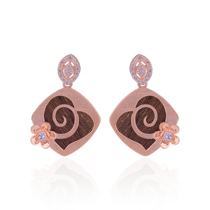925 Sterling Silver Floral Heart Swirl Earrings For Women