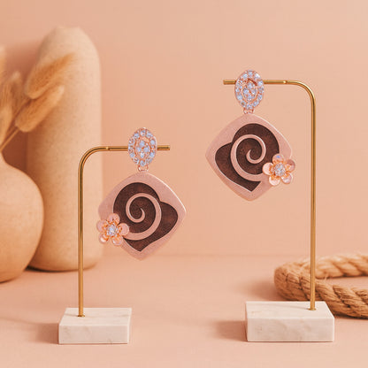 925 Sterling Silver Floral Heart Swirl Earrings For Women