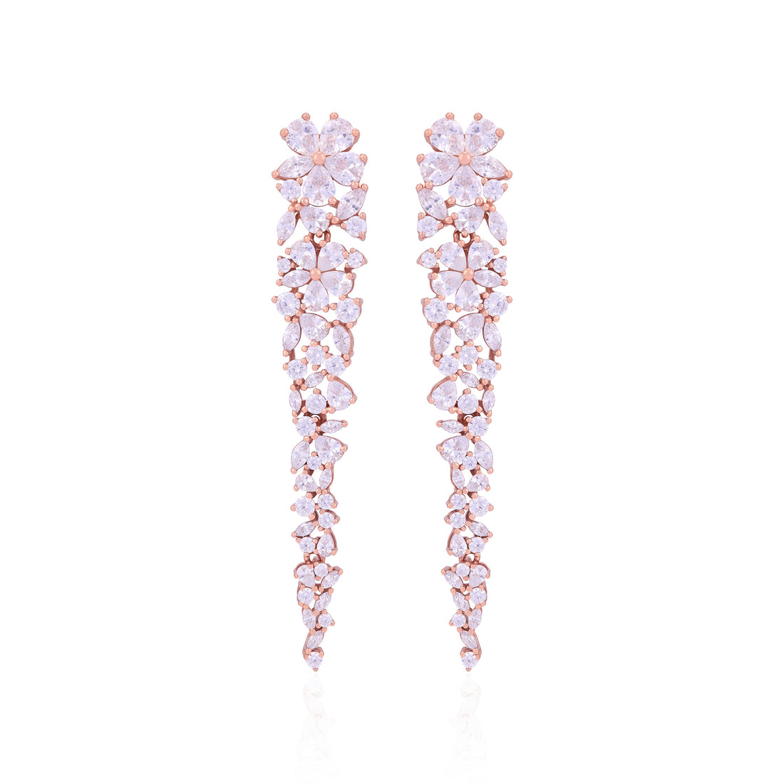 925 Sterling Silver Floral Leaf Cascade Earrings For Women