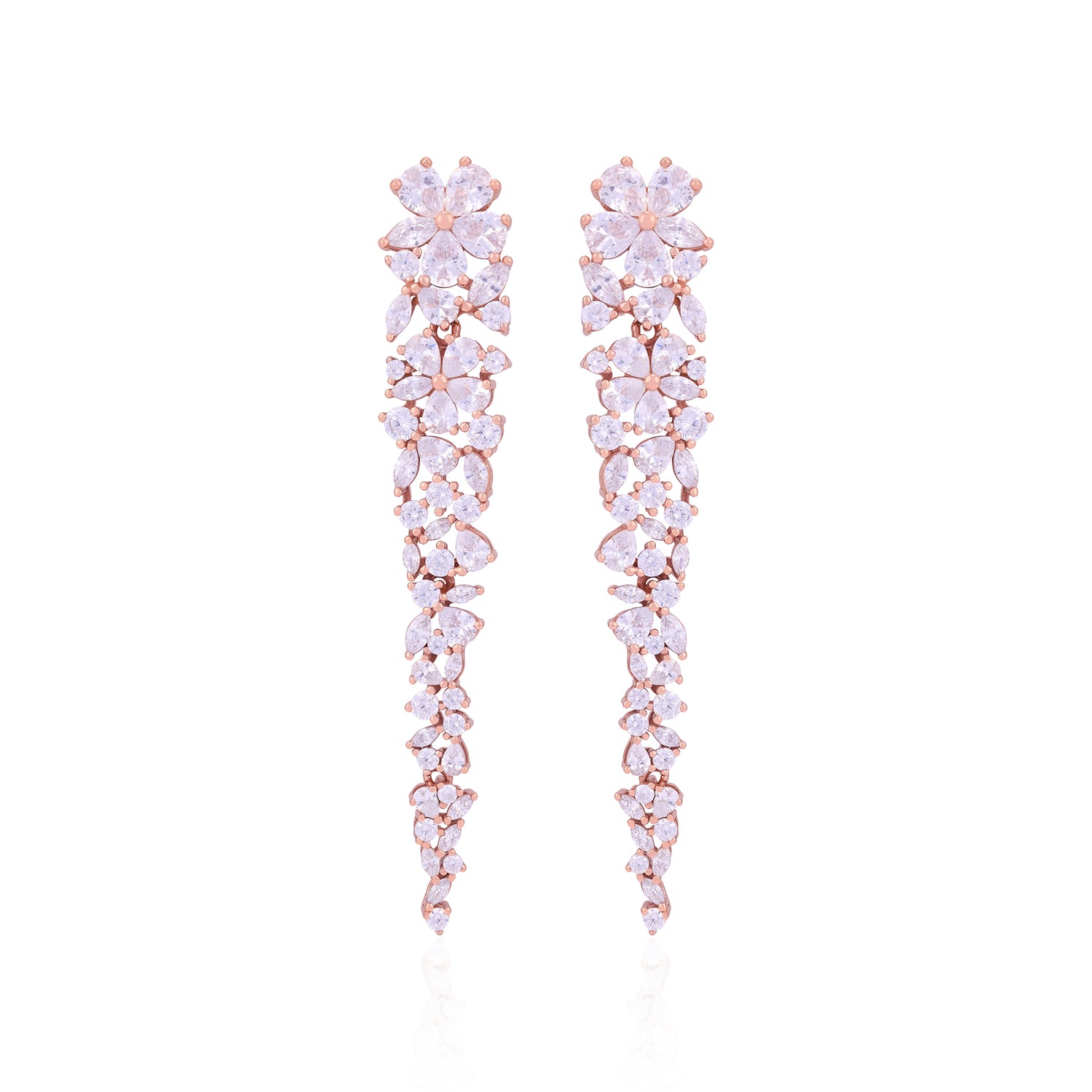 925 Sterling Silver Floral Leaf Cascade Earrings For Women