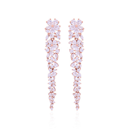 925 Sterling Silver Floral Leaf Cascade Earrings For Women