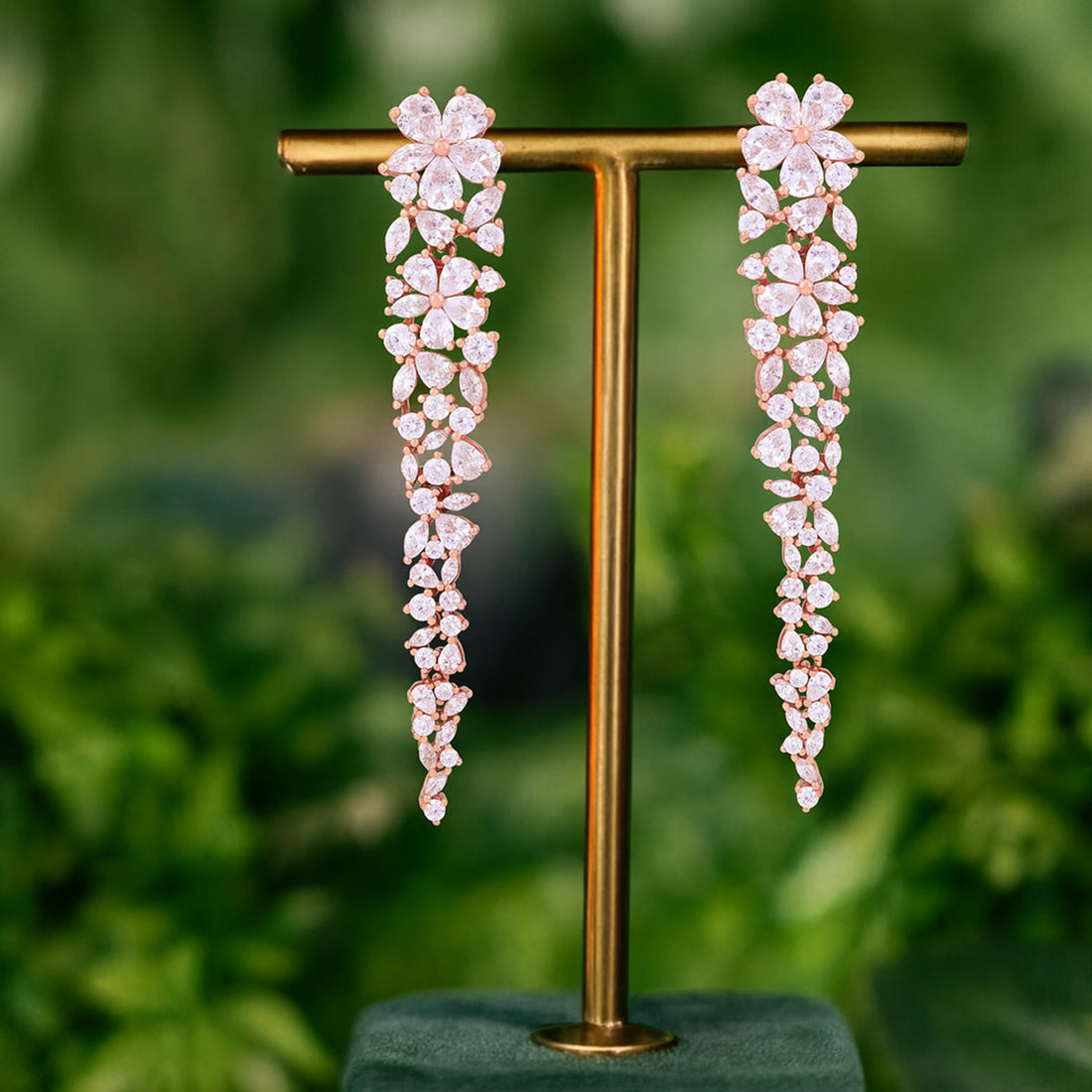 925 Sterling Silver Floral Leaf Cascade Earrings For Women