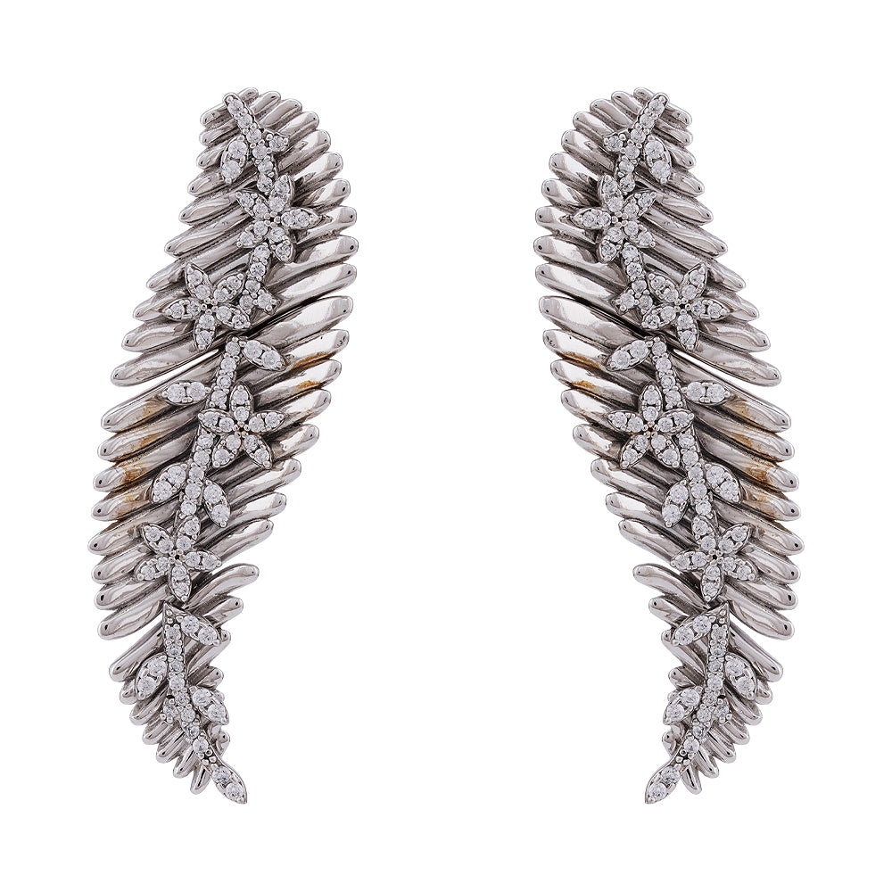 925 Sterling Silver Foliage Earrings