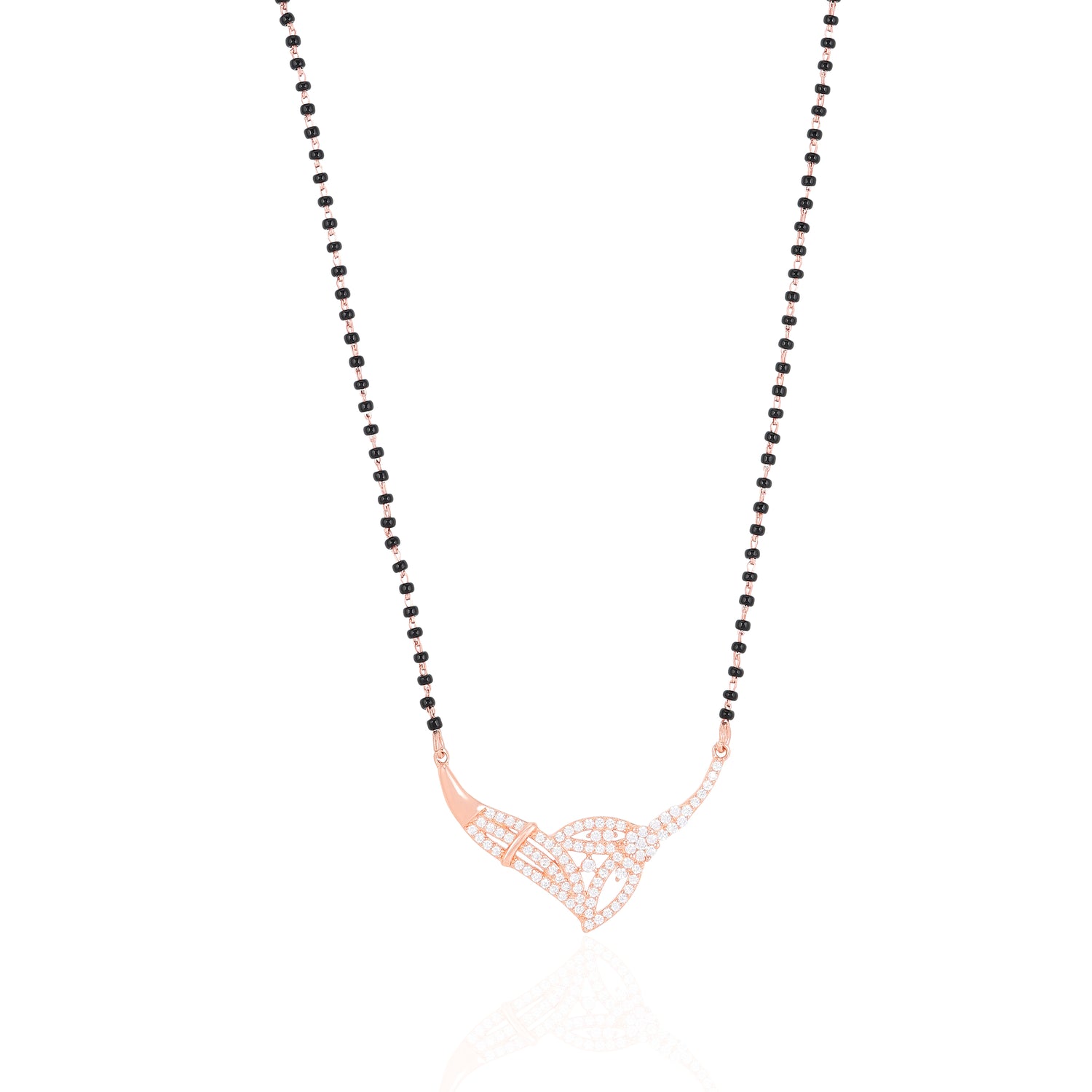 925 Sterling Silver Foliage Rose Gold Mangalsutra For Women