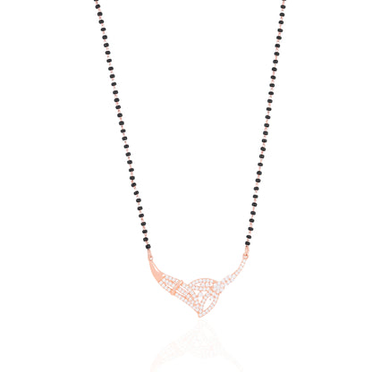 925 Sterling Silver Foliage Rose Gold Mangalsutra For Women