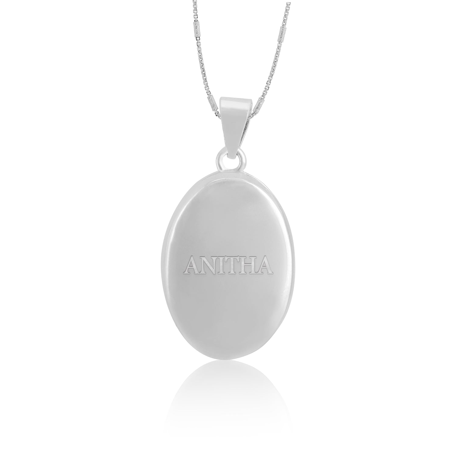 925 Sterling Silver Forever Yours Oval Rhodium Plated Pendant