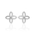 925 Sterling Silver Four Petal Whirl Rhodium Plated Earrings for Women