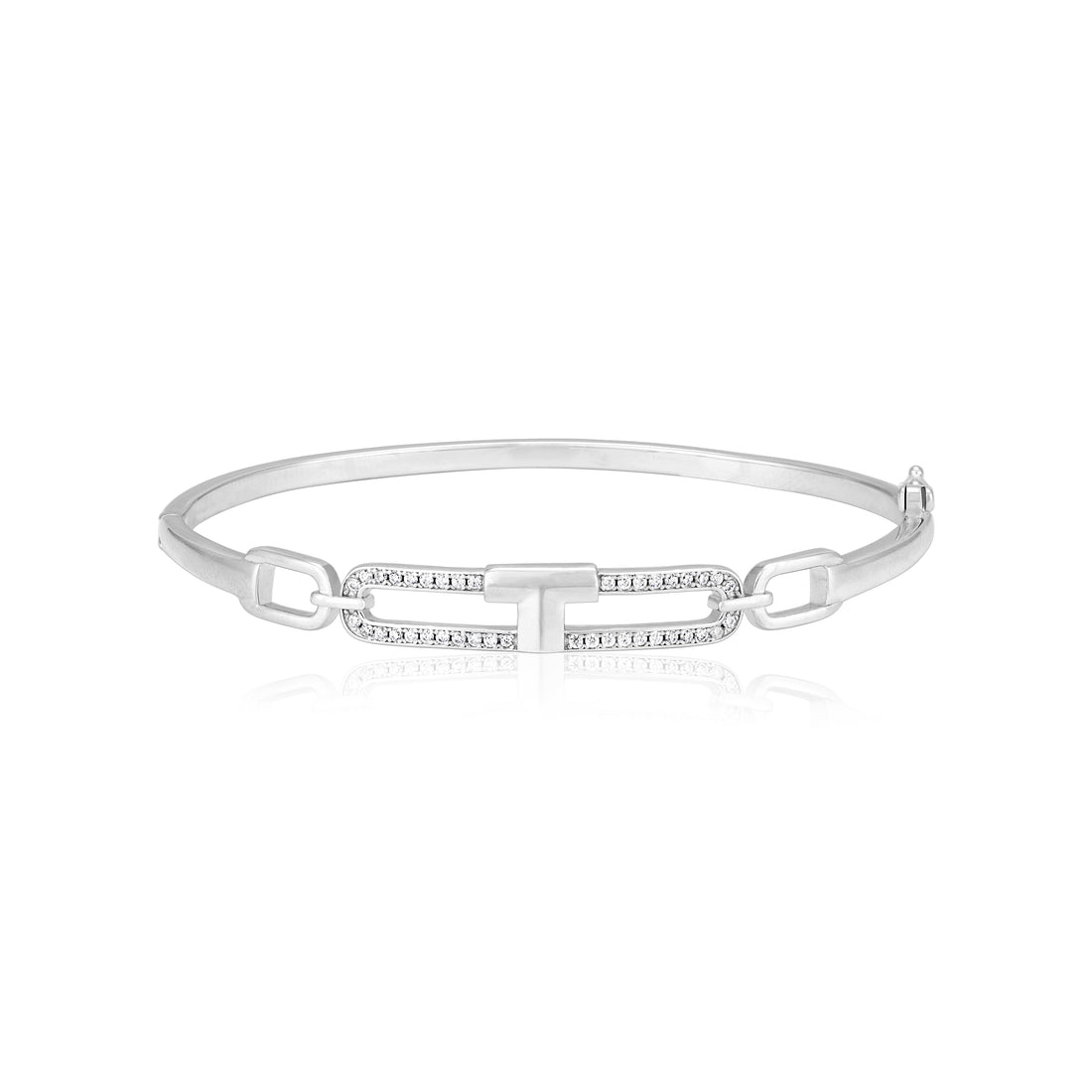 925 Sterling Silver Frame Link Rhodium Plated Bracelet for Women