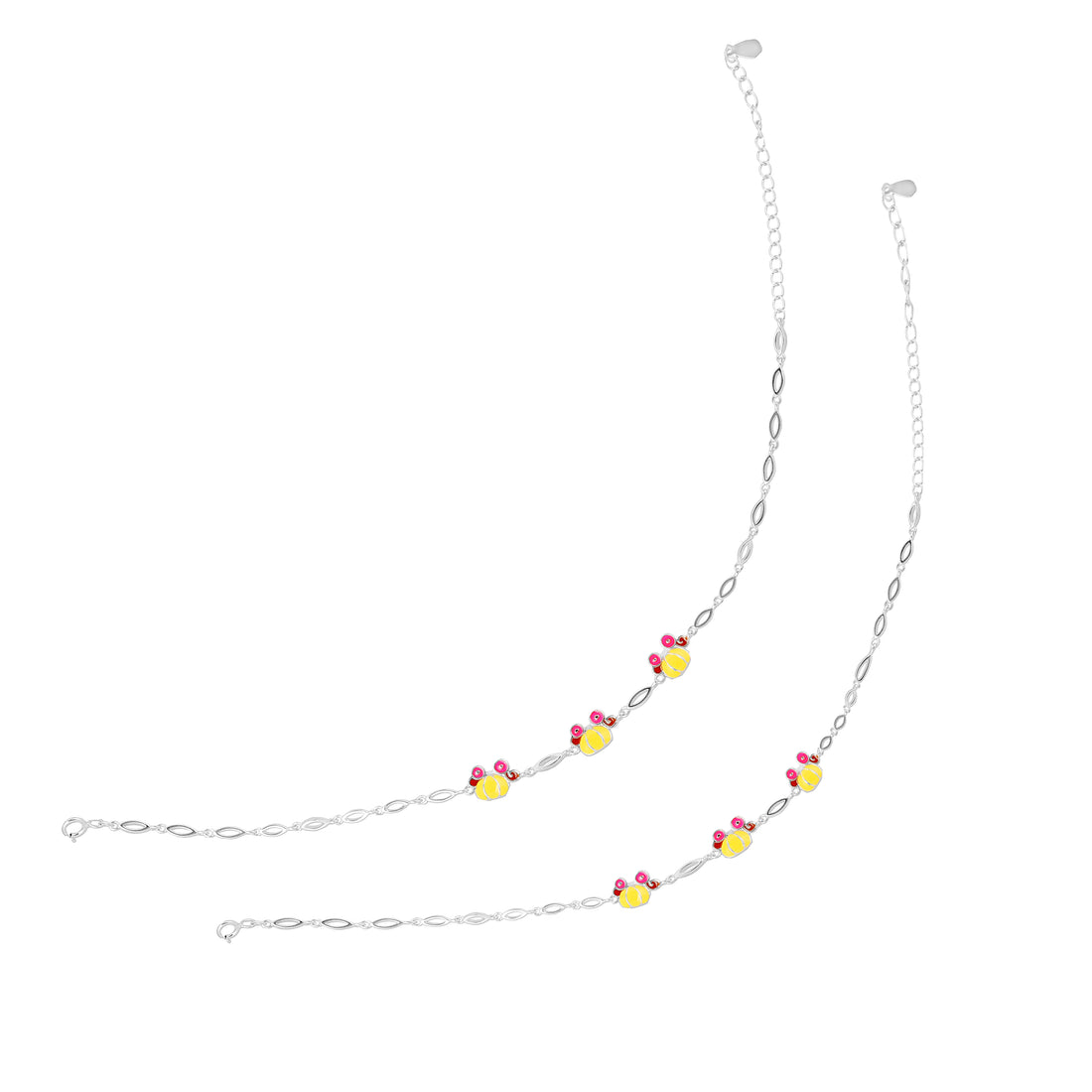 925 Sterling Silver Funky Crabbies Rhodium Plated Anklets for Women