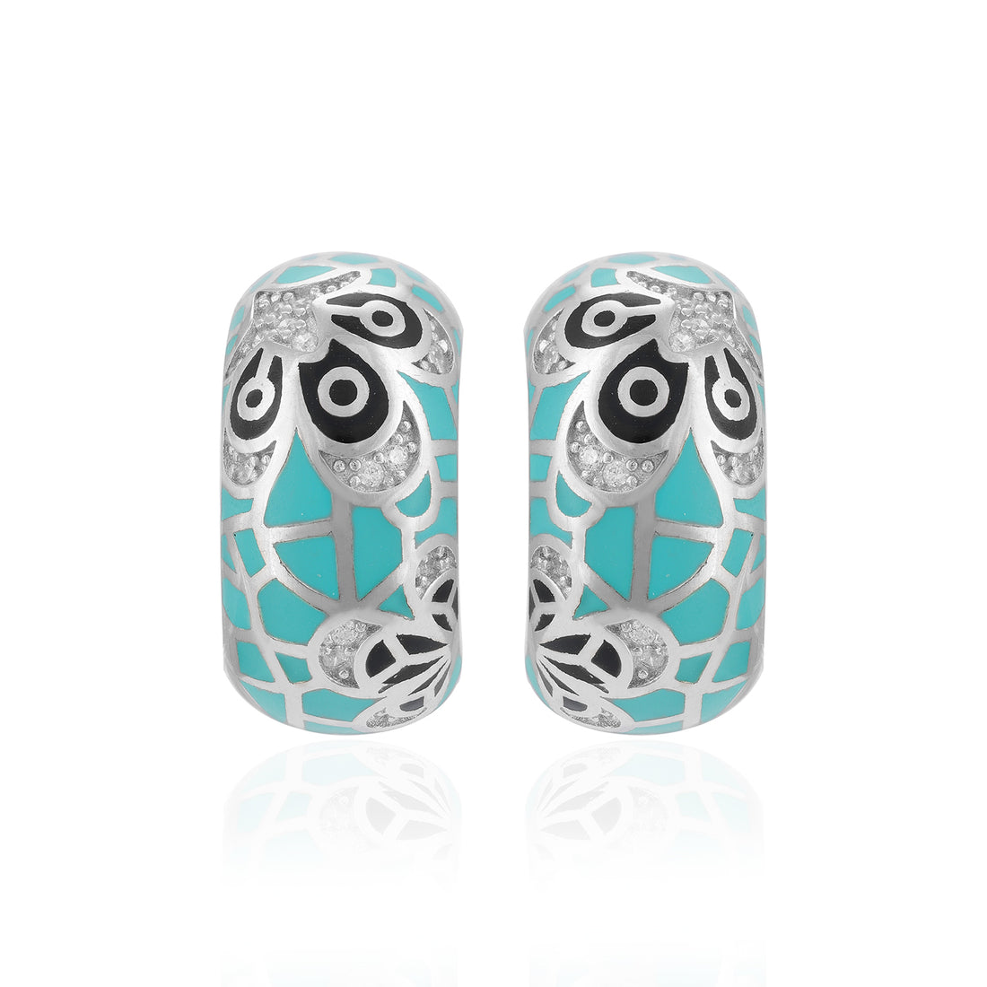 925 Sterling Silver Fusion Style Enamel Earrings For Women
