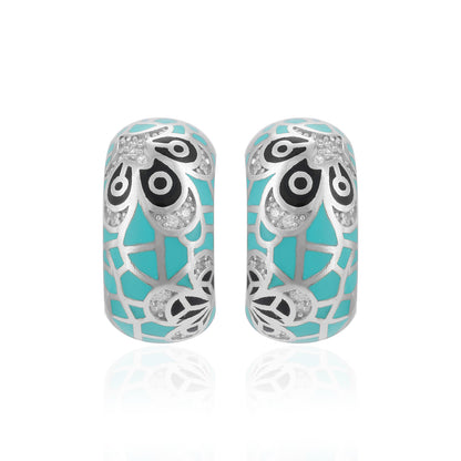 925 Sterling Silver Fusion Style Enamel Earrings For Women