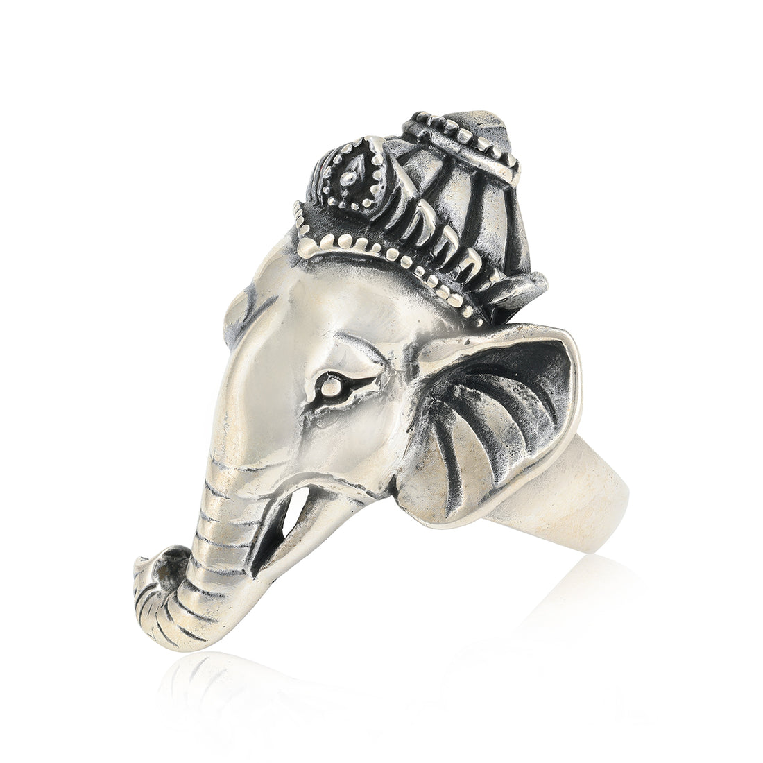 925 Sterling Silver Ganesha Charm Ring 
