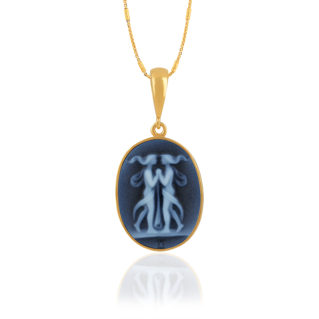 925 Sterling Silver Gemini Zodiac Agate Gold Plated Pendant for Men and Women