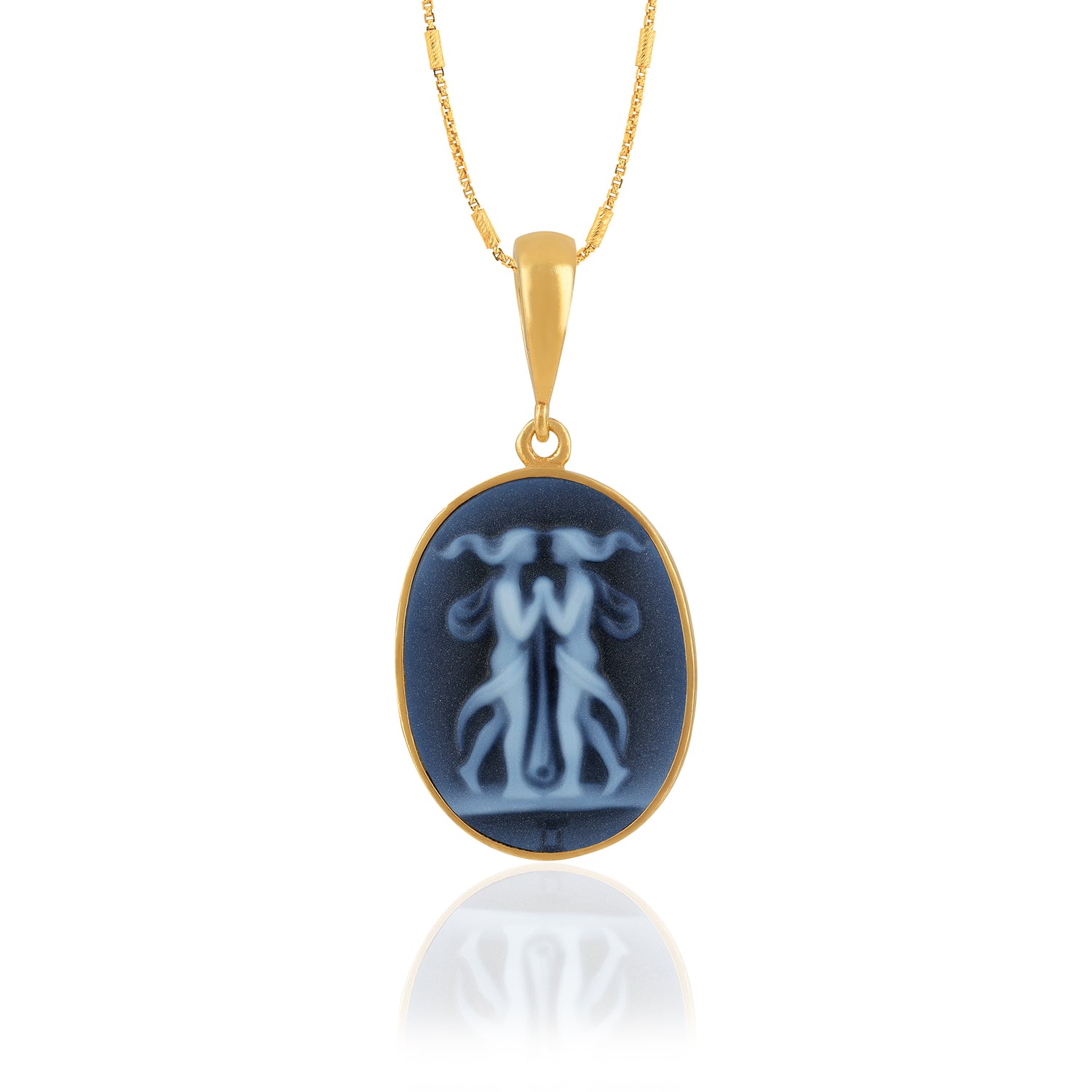 925 Sterling Silver Gemini Zodiac Agate Gold Plated Pendant for Men and Women