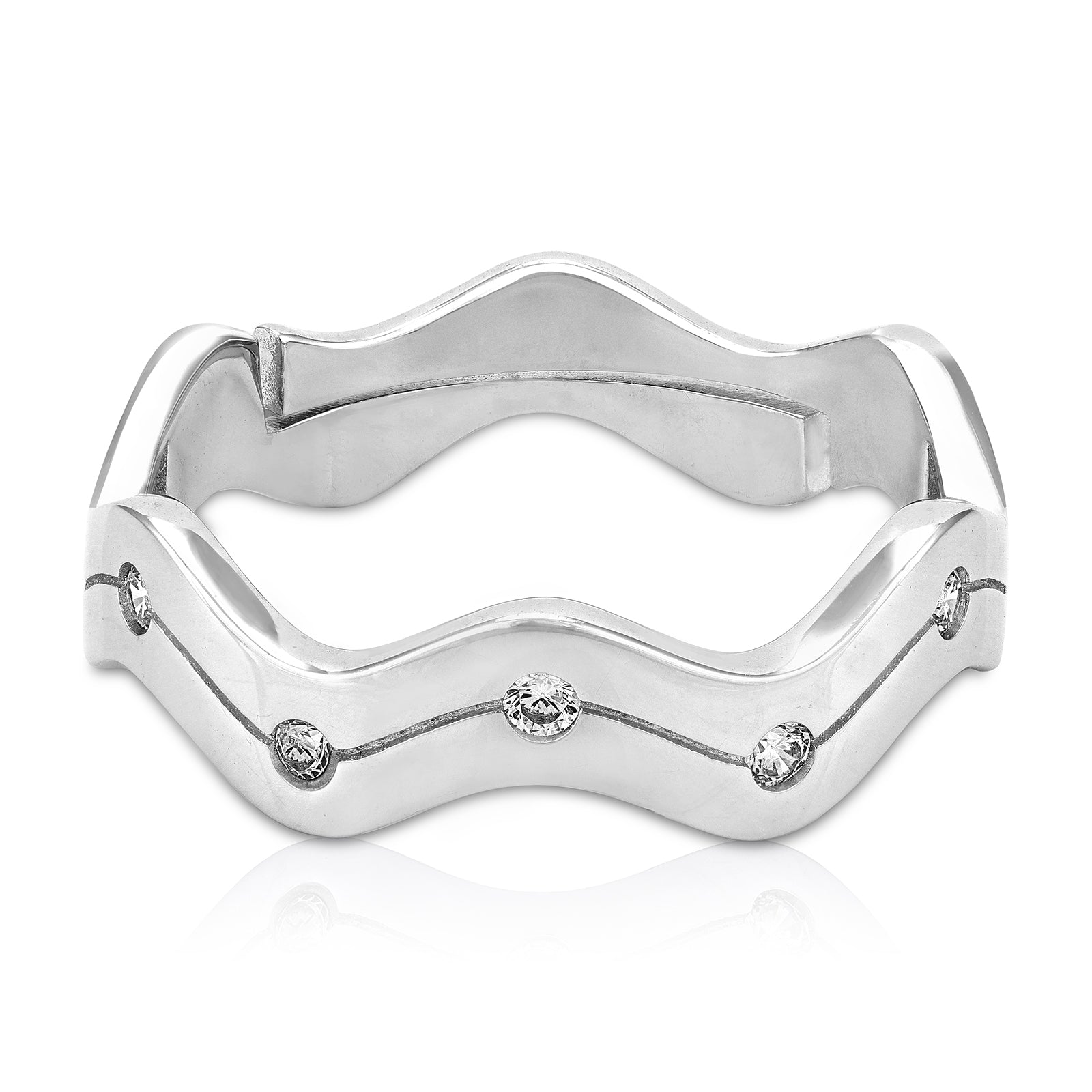 925 Sterling Silver Gentle Wave Pattern Band Ring for Men