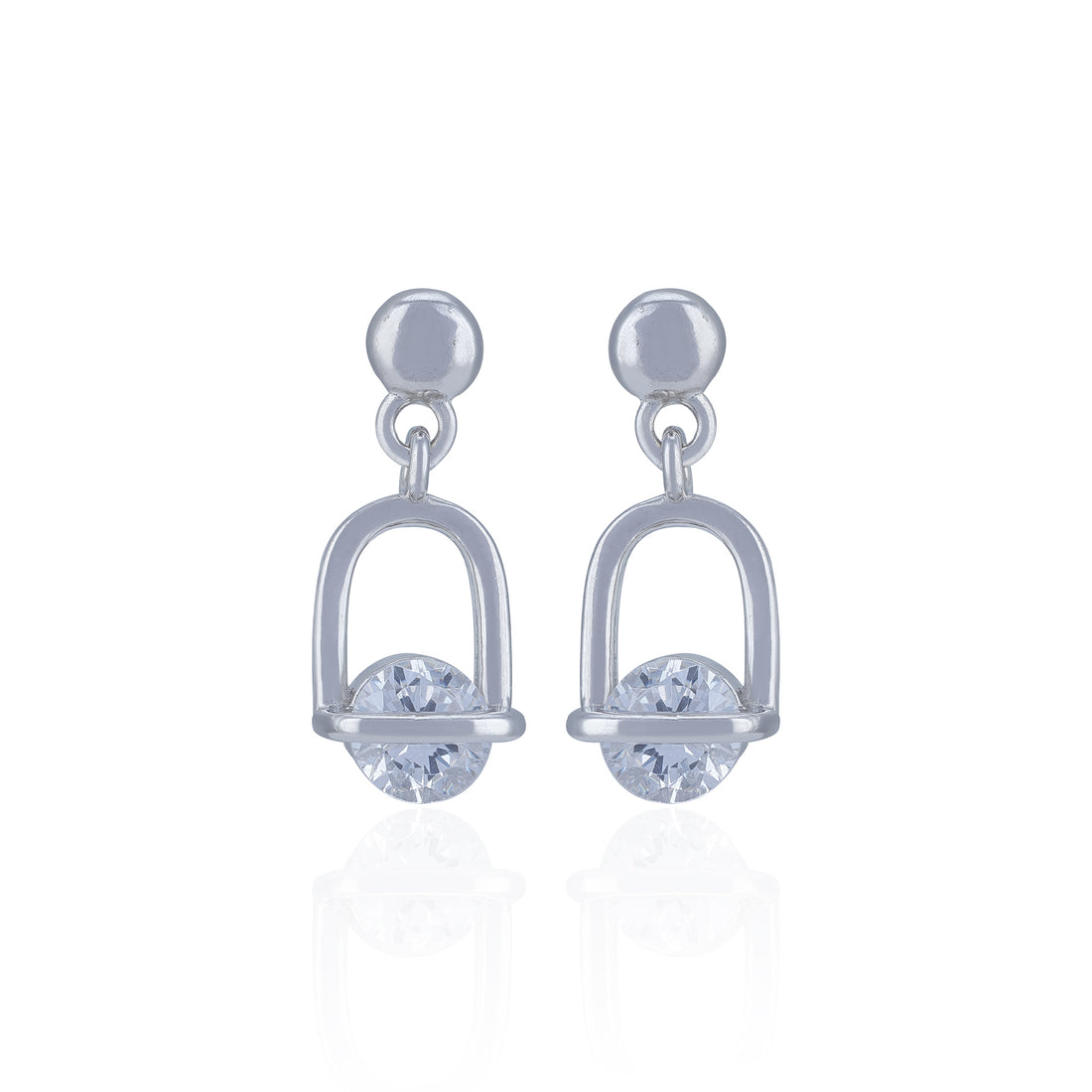 925 Sterling Silver Geometric Arch Earring With White Crystal Earring for Women