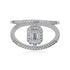 925 Sterling Silver Geometric Baguette-Cut Halo Diamond Band Rhodium Plated Ring for Women