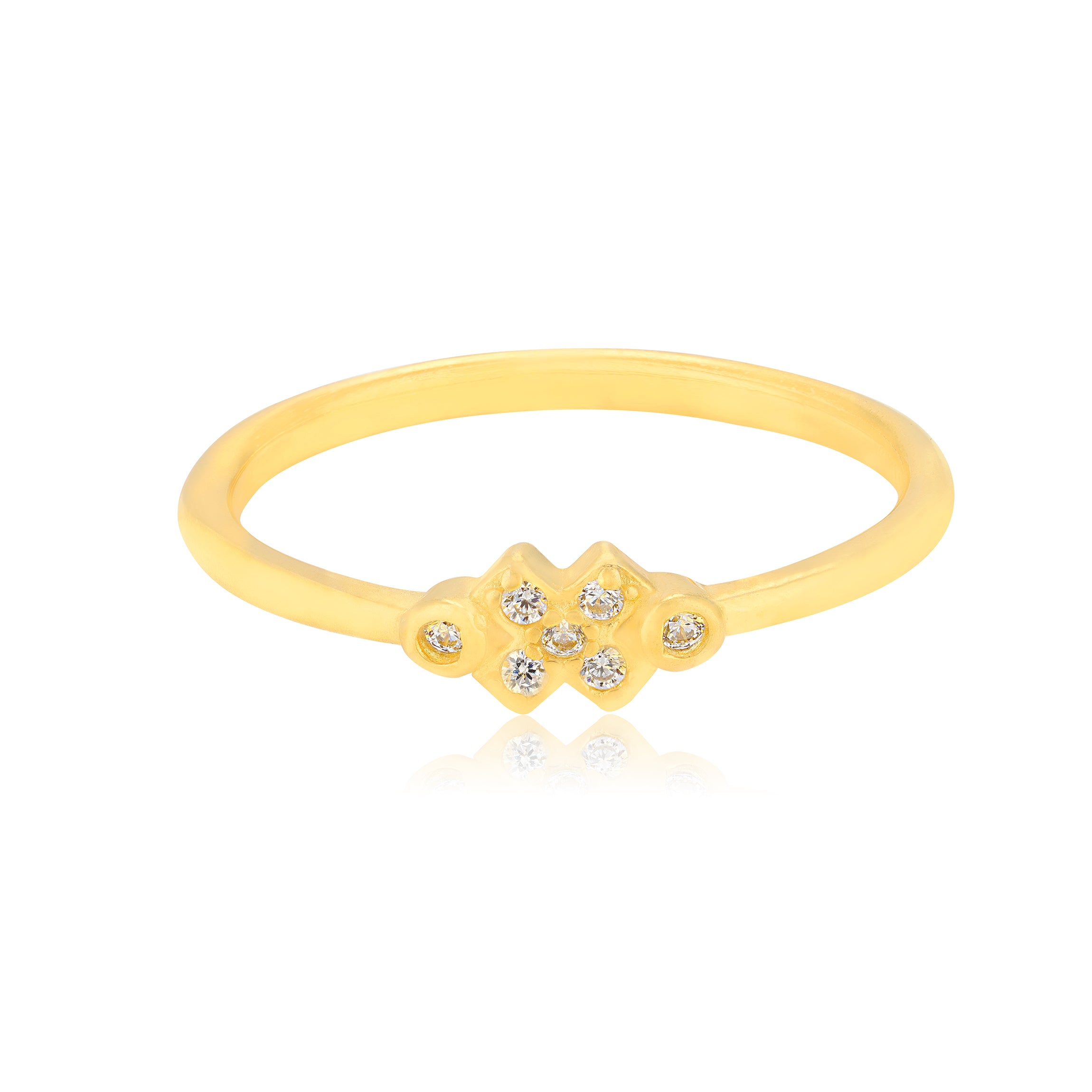 925 Sterling Silver Geometric Petal Gold Plated Ring for Women