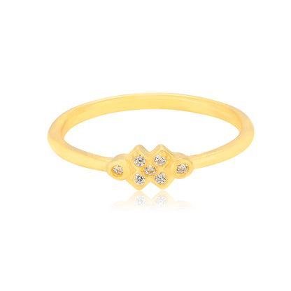 925 Sterling Silver Geometric Petal Gold Plated Ring for Women