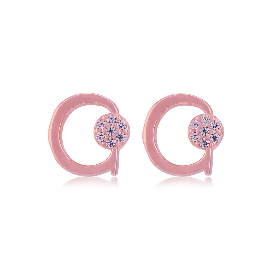 925 Sterling Silver Gleam Loop Dot Rose Gold-Plated Stud for Women