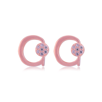 925 Sterling Silver Gleam Loop Dot Rose Gold-Plated Stud for Women