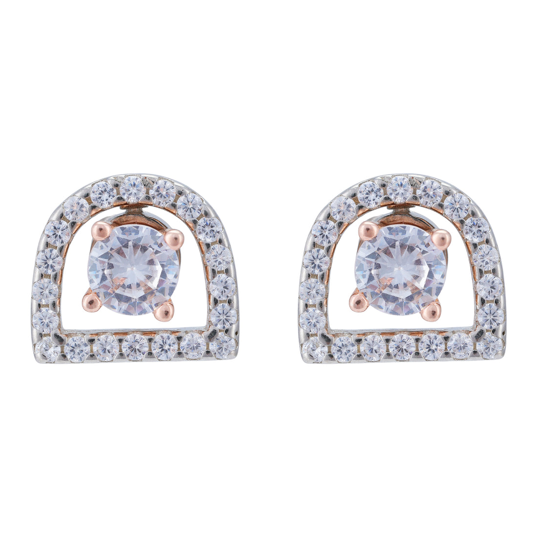 925 Sterling Silver Gleaming Arch Rhodium Plated Earrings For Women