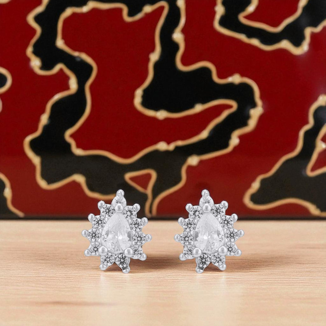 925 Sterling Silver Glimmering Teardrop Sunburst Earrings for Women