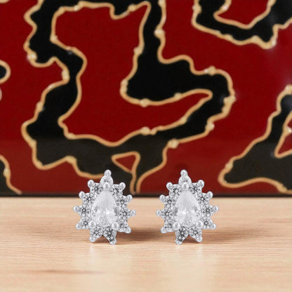 925 Sterling Silver Glimmering Teardrop Sunburst Earrings for Women