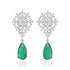 925 Sterling Silver Glittering Floral Green Drop Rhodium Plated Earrings for Women
