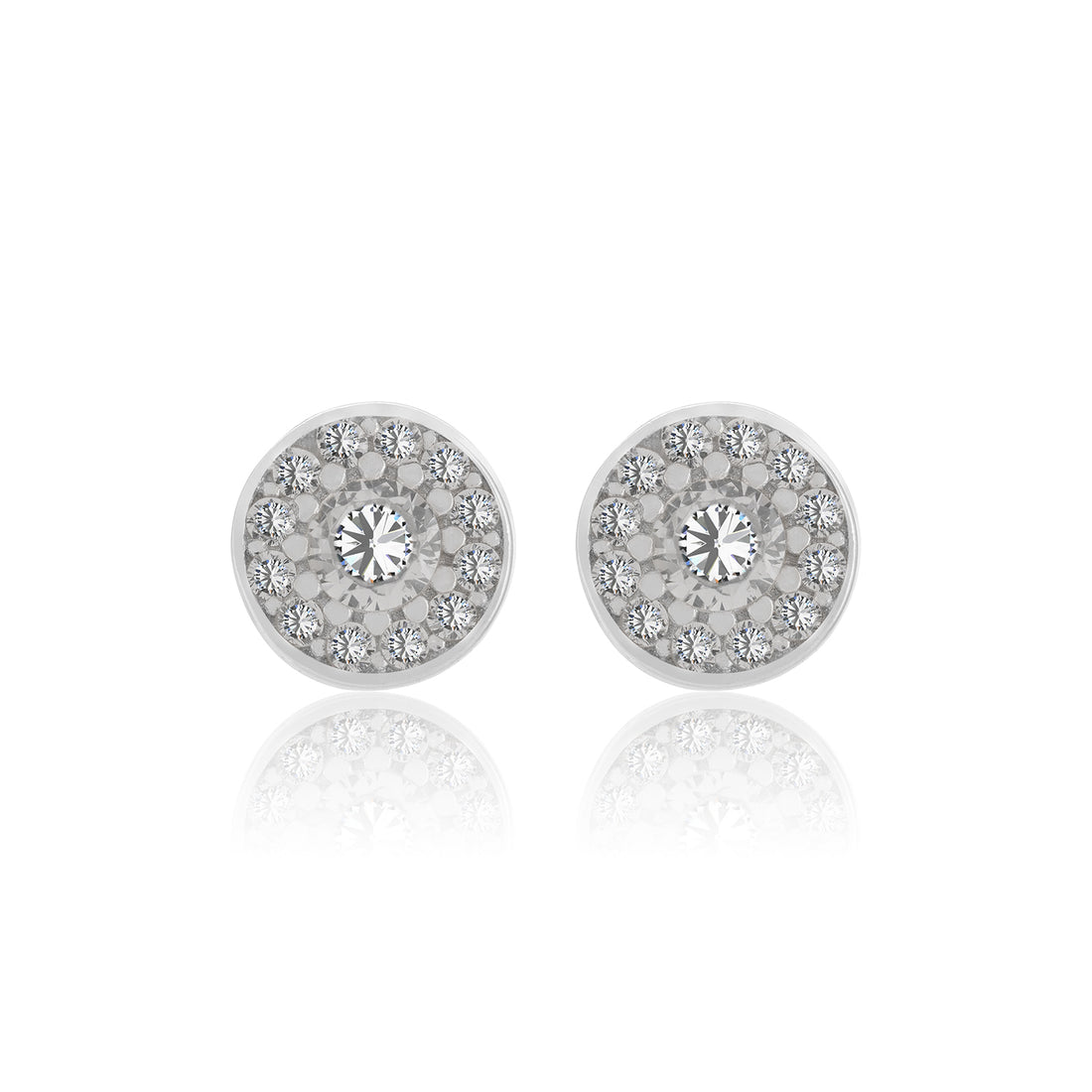 925 Sterling Silver Glittering Halo Rhodium Plated Studs For Women