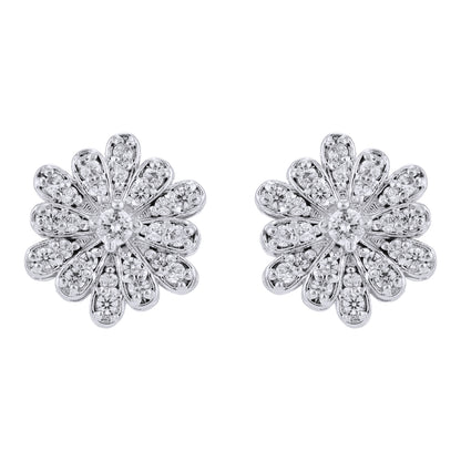 925 Sterling Silver Glittering White Sunflower Rhodium Plated Rings for Women