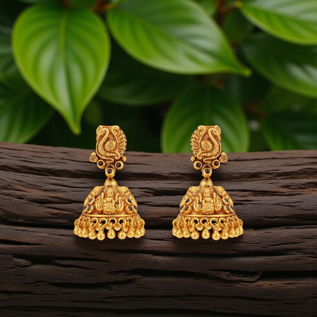 925 Sterling Silver Goddess Lakshmi Peacock Traditional  Earrings for women