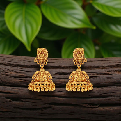 925 Sterling Silver Goddess Lakshmi Peacock Traditional  Earrings for women