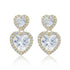 925 Sterling Silver Gold-Plated Twin Heart Drop with Crystal Accents Earring for Women