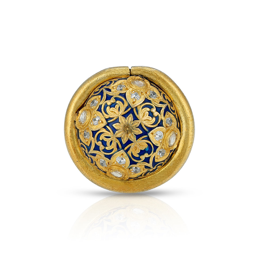 925 Sterling Silver Gold Patterned Enamel Earrings for Women