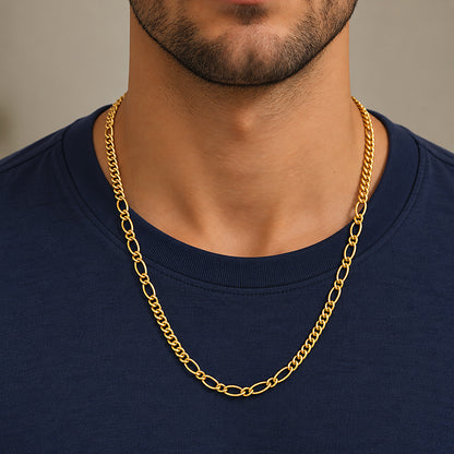 925 Sterling Silver Gold Plated Orbit Twist Link Chain for Men