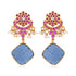 925 Sterling Silver Gold Plated Blue Squartz Red Stone Earring