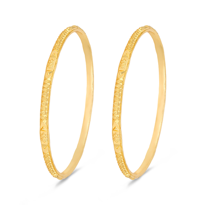 925 Sterling Silver Gold Plated Carved Lotus Heritage Bangle for Women