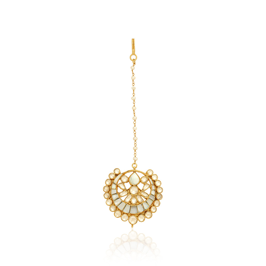 925 Sterling Silver Gold Plated Celestial Glow Tikka