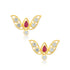 925 Sterling Silver Gold Plated Delicate V-Wing Ruby Centerpiece Earrings for Women