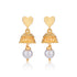 925 Sterling Silver Gold Plated Dome and Drop Pearl Earrings for Women