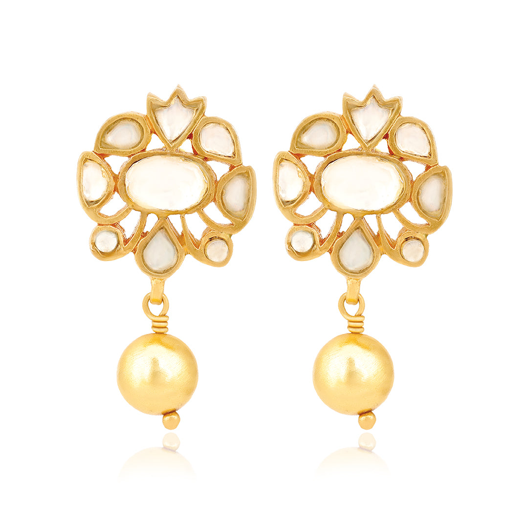 925 Sterling Silver Gold Plated Elegant Pearl Drop Earring