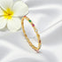 925 Sterling Silver Gold Plated Ellipse Navaratna Stone Bangle for Women