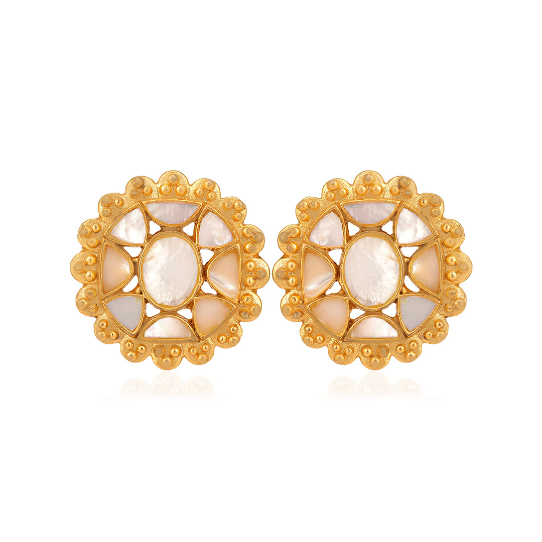 925 Sterling Silver Gold Plated Eternal Bloom Stone Earring