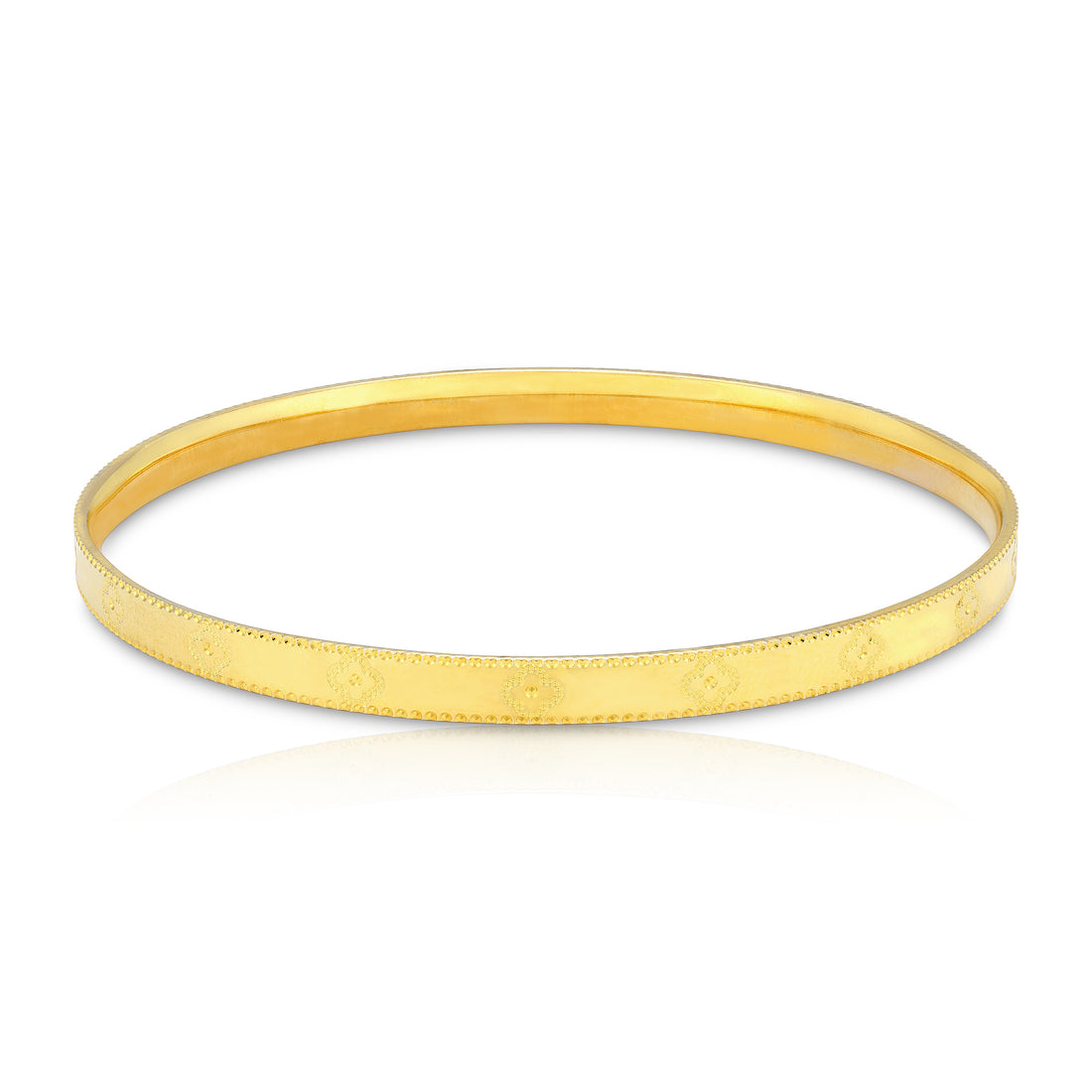 925 Sterling Silver Gold Plated Fine Engraved Edge Slim Bangle for Women
