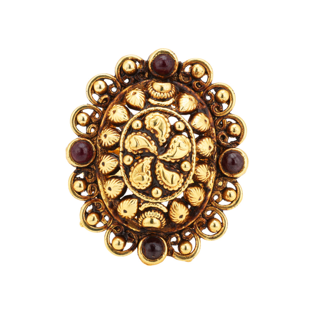 925 Sterling Silver Gold Plated Floral Manga Traditional Rings