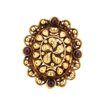925 Sterling Silver Gold Plated Floral Manga Traditional Rings
