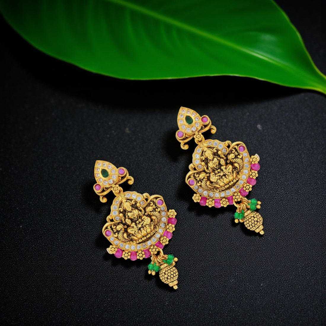 925 Sterling Silver Gold Plated Goddess Lakshmi Peacock Earrings For Women
